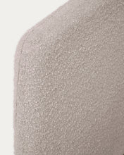 Load image into Gallery viewer, Dyla bed in light grey bouclé, with solid beech wood legs for a 160 x 200 cm mattress - image 8