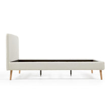 Load image into Gallery viewer, Dyla bed in white bouclé, with solid beech wood legs for a 160 x 200 cm mattress - image 2