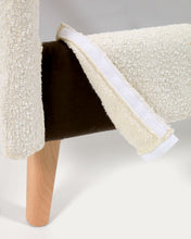 Load image into Gallery viewer, Dyla bed in white bouclé, with solid beech wood legs for a 160 x 200 cm mattress - image 8