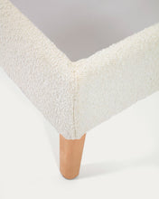 Load image into Gallery viewer, Dyla bed in white bouclé, with solid beech wood legs for a 160 x 200 cm mattress - image 9