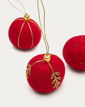 Load image into Gallery viewer, Breshi set of 3 small red decorative pendant balls with gold details - image 5