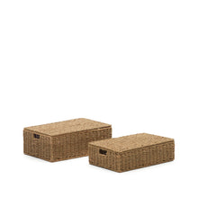 Load image into Gallery viewer, Tossa set of 2 natural fiber baskets with lids, 55 x 36 cm / 60 x 40 cm