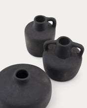Load image into Gallery viewer, Sofra set of 3 terracotta vases in a black finish, 6 cm / 7 cm / 10 cm - image 5