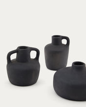 Load image into Gallery viewer, Sofra set of 3 terracotta vases in a black finish, 6 cm / 7 cm / 10 cm - image 6