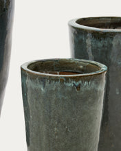 Load image into Gallery viewer, Rotja set of 3 terracotta planters with glazed green finish Ø 26 / 35 / 47 cm - image 4