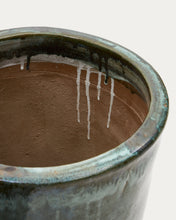 Load image into Gallery viewer, Rotja set of 3 terracotta planters with glazed green finish Ø 26 / 35 / 47 cm - image 6