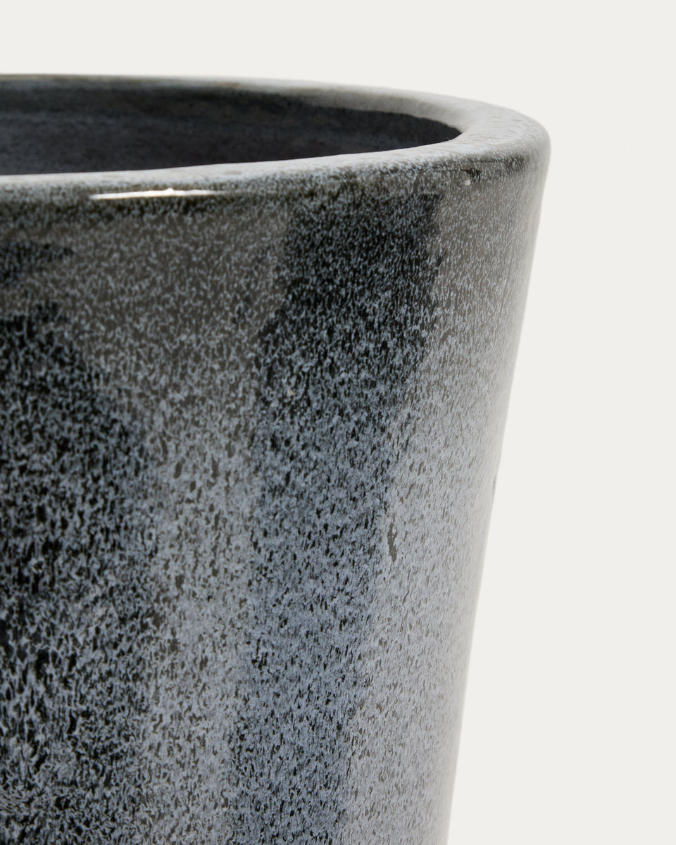 Rotja set of 3 terracotta planters with glazed blue finish Ø 26 / 35 ...