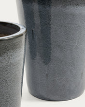 Load image into Gallery viewer, Rotja set of 3 terracotta planters with glazed blue finish Ø 26 / 35 / 47 cm - image 4