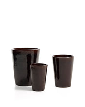 Load image into Gallery viewer, Rotja set of 3 terracotta planters with glazed garnet finish Ø 26 / 35 / 47 cm