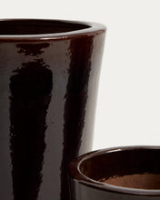 Load image into Gallery viewer, Rotja set of 3 terracotta planters with glazed garnet finish Ø 26 / 35 / 47 cm - image 2