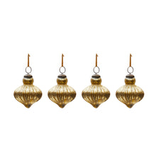 Load image into Gallery viewer, Raj set of 4 hanging ornaments made of gold recycled glass, 8 cm
