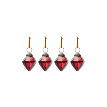 Load image into Gallery viewer, Argin set of 4 hanging ornaments made of red recycled glass, 6 cm