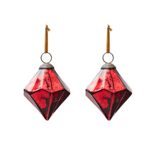 Load image into Gallery viewer, Argin set of 2 hanging ornaments made of red recycled glass, 10 cm