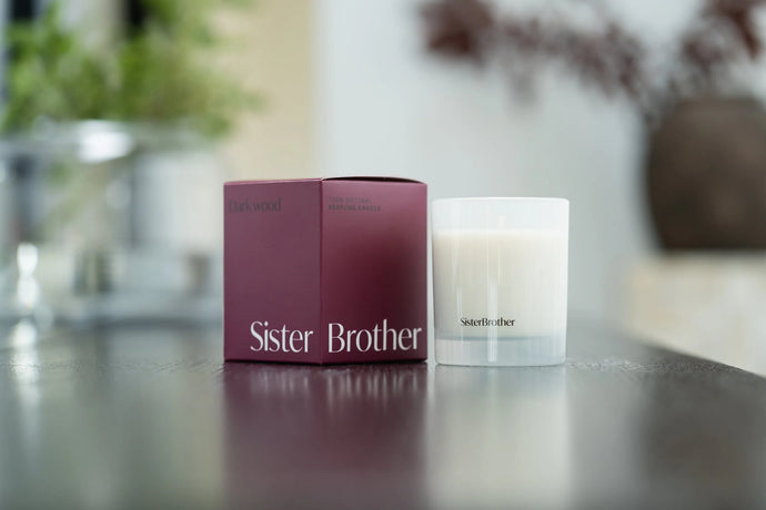 Sister Brother Candle - Dark Wood