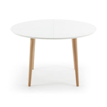 Load image into Gallery viewer, Oqui oval extendable MDF table with white lacquer and solid beech legs 120 (200) x 90 cm - image 3