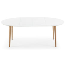 Load image into Gallery viewer, Oqui oval extendable MDF table with white lacquer and solid beech legs 120 (200) x 90 cm - image 5