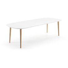 Load image into Gallery viewer, Oqui extendable oval table with an oak veneer and solid wood legs, Ø 160 (260) x 100 cm - image 2