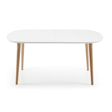 Load image into Gallery viewer, Oqui extendable oval table with an oak veneer and solid wood legs, Ø 160 (260) x 100 cm - image 3
