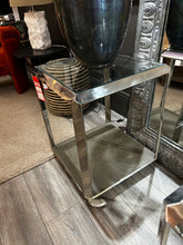 Load image into Gallery viewer, Chrome &amp; Glass Side Table