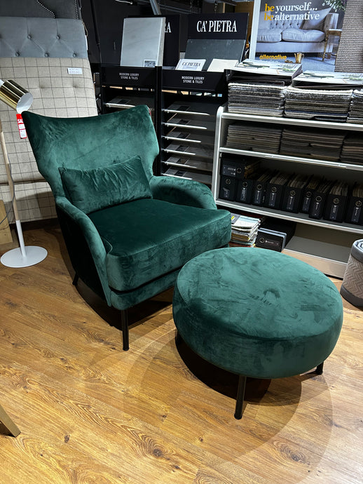 Green Armchair & Footstool