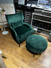 Load image into Gallery viewer, Green Armchair &amp; Footstool