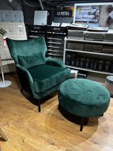 Load image into Gallery viewer, Green Armchair &amp; Footstool
