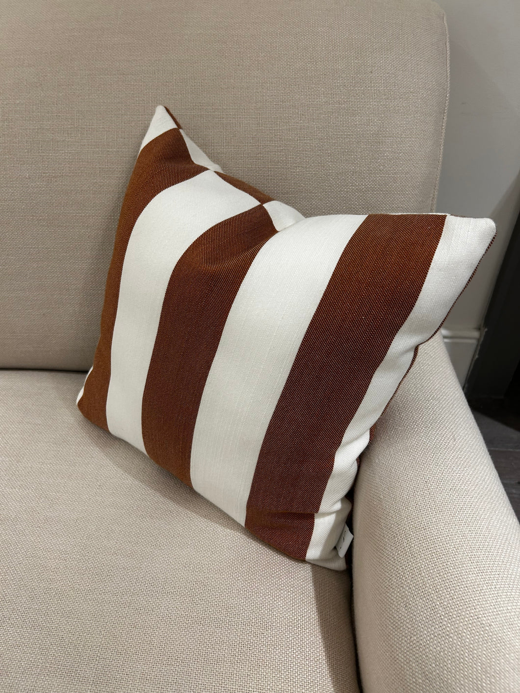 Evie Stripe Outdoor Cushion 45 x 45 - Burnt Sienna
