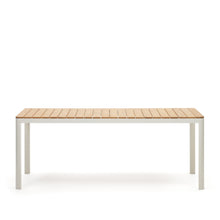 Load image into Gallery viewer, Bona aluminium and solid teak table, 100% outdoor suitable with white finish, 200 x 100 cm