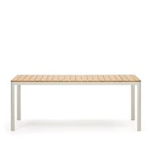 Load image into Gallery viewer, Bona aluminium and solid teak table, 100% outdoor suitable with white finish, 200 x 100 cm - image 2