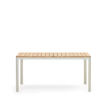 Load image into Gallery viewer, Bona aluminium and solid teak table, 100% outdoor suitable with white finish, 160 x 90 cm