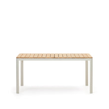 Load image into Gallery viewer, Bona aluminium and solid teak table, 100% outdoor suitable with white finish, 160 x 90 cm - image 2