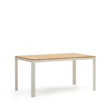 Load image into Gallery viewer, Bona aluminium and solid teak table, 100% outdoor suitable with white finish, 160 x 90 cm - image 3