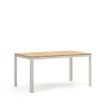 Load image into Gallery viewer, Bona aluminium and solid teak table, 100% outdoor suitable with white finish, 160 x 90 cm - image 4