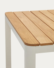 Load image into Gallery viewer, Bona aluminium and solid teak table, 100% outdoor suitable with white finish, 160 x 90 cm - image 9