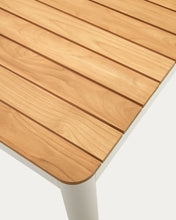 Load image into Gallery viewer, Bona aluminium and solid teak table, 100% outdoor suitable with white finish, 160 x 90 cm - image 10