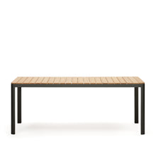 Load image into Gallery viewer, Bona aluminium and solid teak table, 100% outdoor suitable with black finish, 200 x 100 cm