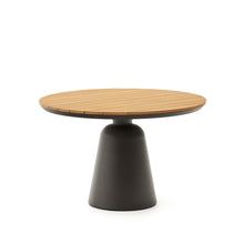 Load image into Gallery viewer, Tudons round outdoor table in aluminium in a grey and teak finish, Ø120 cm FSC 100%