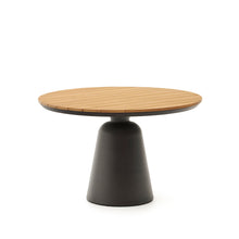 Load image into Gallery viewer, Tudons round outdoor table in aluminium in a grey and teak finish, Ø120 cm FSC 100% - image 2
