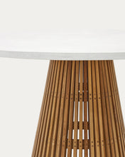 Load image into Gallery viewer, Alcaufar round outdoor table made of solid teak wood and white cement Ø 120 cm - image 7