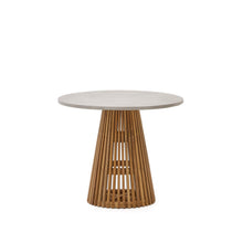 Load image into Gallery viewer, Alcaufar round outdoor table made of solid teak wood and grey cement Ø 90 cm - image 2