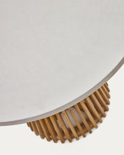 Load image into Gallery viewer, Alcaufar round outdoor table made of solid teak wood and grey cement Ø 90 cm - image 5