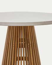 Load image into Gallery viewer, Alcaufar round outdoor table made of solid teak wood and grey cement Ø 90 cm - image 6