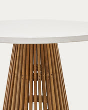 Load image into Gallery viewer, Alcaufar round outdoor table made of solid teak wood and white cement Ø 90 cm - image 6