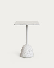 Load image into Gallery viewer, Saura high bar table in white terrazzo with a white terrazzo top, 95 x 70 x 70 cm