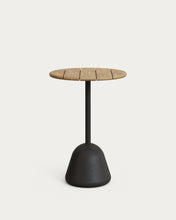 Load image into Gallery viewer, Saura high bar table black steel frame and natural finish acacia top, 95xØ70cm FSC 100%