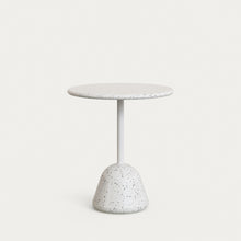 Load image into Gallery viewer, Saura Table in white terrazzo with a white terrazzo top, 75 x Ø70
