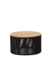 Load image into Gallery viewer, Dandara coffee table made of steel, black cord and solid acacia wood, Ø70 cm FSC 100% - image 2
