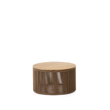 Load image into Gallery viewer, Dandara coffee table made of steel, beige cord and solid acacia wood, Ø70 cm FSC 100%