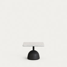 Load image into Gallery viewer, Saura coffee table with white terrazzo top and black cement base 48x48x35cm