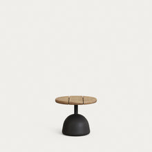Load image into Gallery viewer, Saura coffee table with natural finish acacia top and black cement base Ø43x35cm